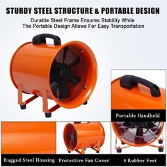 12 in Utility Blower Exhaust Fan with 32.8 ft Duct 3500 r/min & 3500 CFM