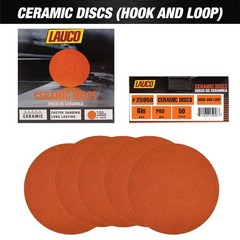 Premium 6″ Hook and Loop Sanding Ceramic Discs (Box of 50) – (GRIT-80) 25958