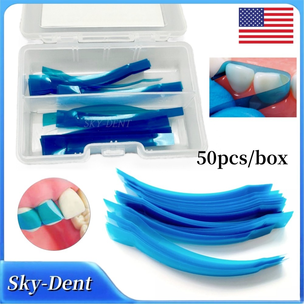Dental Contoured Anterior Matrix Bands Polyester Blue Strips Matrices System