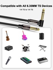 VIOY Guitar Cable 15 ft/5 M, Instrument Right Angle Cables, 6.35 mm (1/4) TS …
