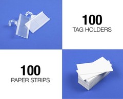 Pack of 100 – Plastic Wire Shelf Label Holder, 100 Count (Pack 1), Natural