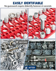 57-Piece Nut & Bolt Thread Checker Standard & Metric Screw Size Gauge with Drill