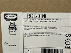 Hubbell RCT200NI Kitchen Counter Receptacle 15A 125V Flush Mount Nickel New Open