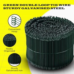6 Inch x 1000pc GREEN PVC COATED Double Loop Rebar Wire Tie, 16 Gage, SIMBASTEEL