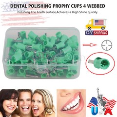100 Dental Soft Prophy Cup Rubber Polish Brush Polishing Teeth Latch Type