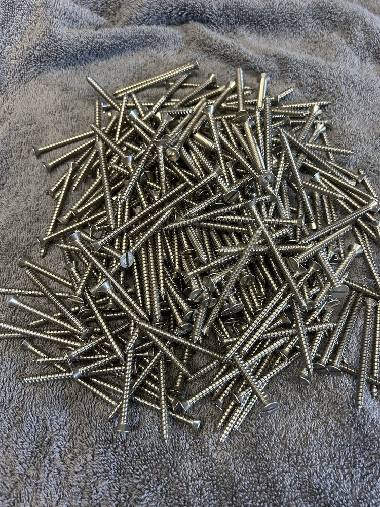 Lot Of 5 Pounds 3 Inch Flat Head Slotted Stainless Steel Deck Screws + 1 Inch
