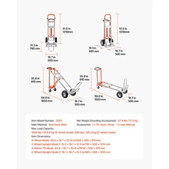 Uimoso 4-in-1 Aluminum Hand Truck, 1000 lbs Capacity, Convertible Dolly