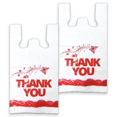YoYoRain White Thank you bags, 100PCS T shirt To Go Large, Red Desig