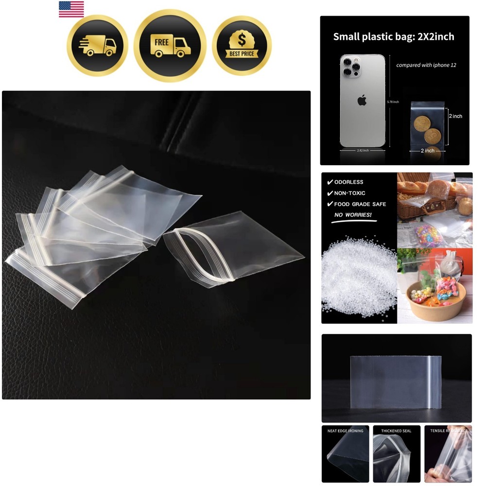 Mini Plastic Bags, 400pcs 2″ x 2″ Transparent Reusable Zipper Storage Bags fo…