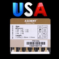 AZDENT Dental Endodontic Gold Taper NITI Rotary Files Engine Use 25mm 6PCS/Packs