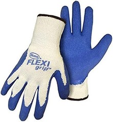 BOSS UNISEX ADULT FLEXI GRIP KNIT WORK GLOVES BREATHABLE sz L BLUE WHITE 3 PACK