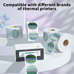 Holographic Thermal Labels 2” Flower Stickers for Thanks Card Logo Tag 400/Roll
