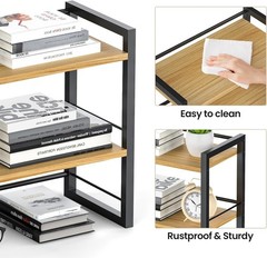 Office Desk Shelf Organizer, Wood 15.7 L x 7.87 W x 14.4 H inches, Black