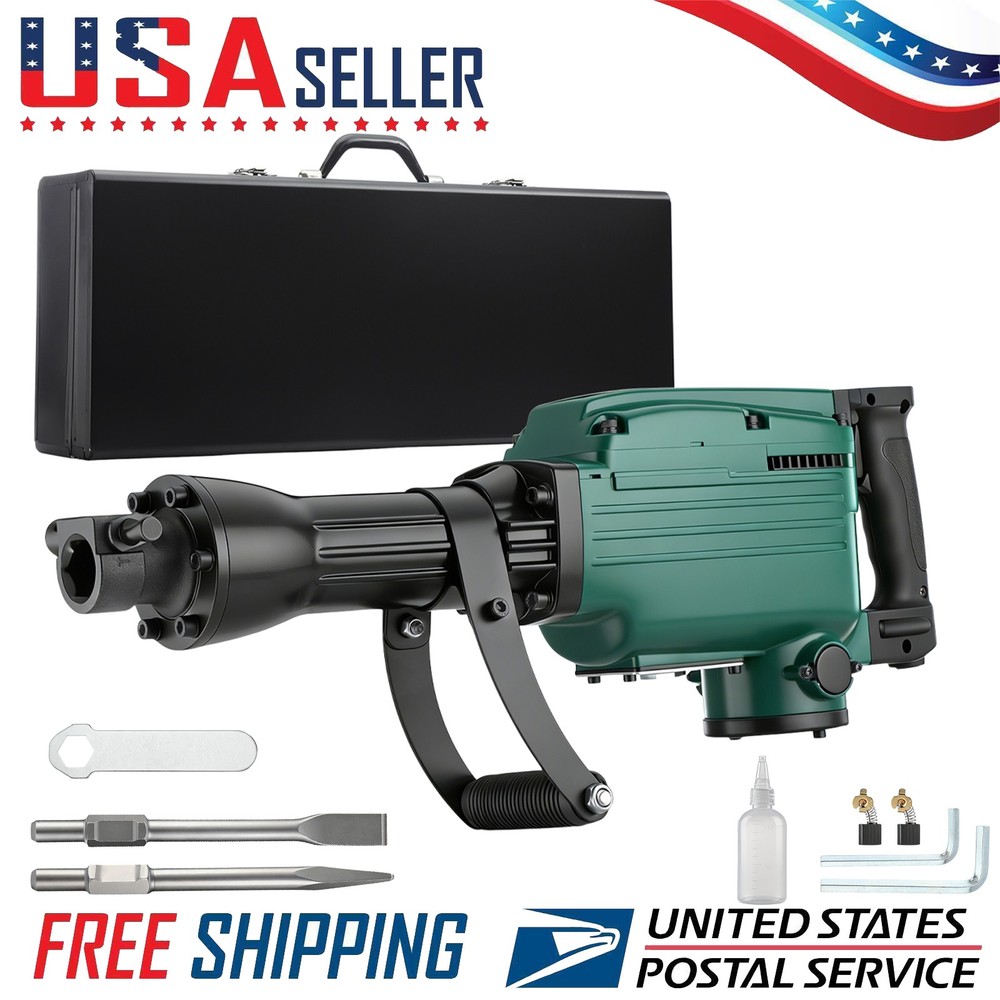 Demolition Jack Hammer Concrete Breaker 3000W Electric Hammer W/ 2 Chisel Bit