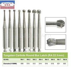 5 Pcs/Pack Dental RA Round Carbide Bur For Slow Speed Latch Type RA 1#-8# Choose