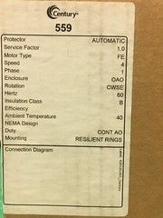 Century 559 Single Phase General Purpose Blower Motor