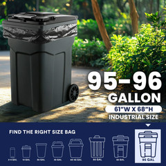 Plasticplace 95-96 Gal Trash Bags 1.2 Mil 50 Ct Black FREE SHIP