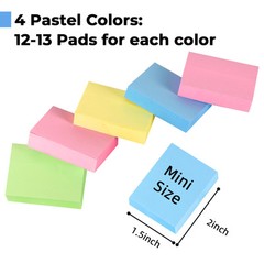 50 Pads Mini Sticky Notes 1.5X 2 inch, Small Self-Stick Note, Bulk Tiny Pads …