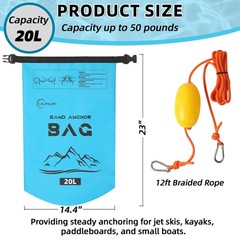 Calpalmy 2-Pack 20L Sand Anchor Bag 2-In-1 Jet Ski Anchor Floating Buoy And