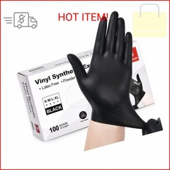 Schneider Black Vinyl Exam Gloves, 4mil, Disposable Latex-Free, Plastic Gloves f