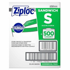 Ziploc 682255 Resealable Sandwich Bags 1.2Mil 6 1/2 X 6 Clear Of 500 Sjn682255