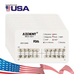 AZDENT Dental Orthodontic Brackets Braces Metal Mini Roth.022 Hooks 3 4 5 FDA