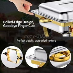 4 Pack Chafing Dish Buffet Set 9QT Stainless Steel Chafing Dishes Gold & Silver