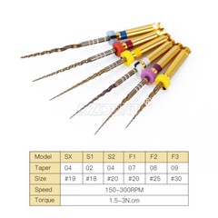 AZDENT Dental Endodontic Gold Taper NITI Rotary Files Engine Use 25mm 6PCS/Packs