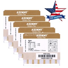 AZDENT Dental Endodontic Gold Taper NITI Rotary Files Engine Use 25mm 6PCS/Packs