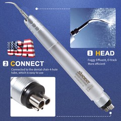 FDA Dental Piezo Air Ultrasonic Scaler 4-Hole Handpiece with 3 Scaler inserts US