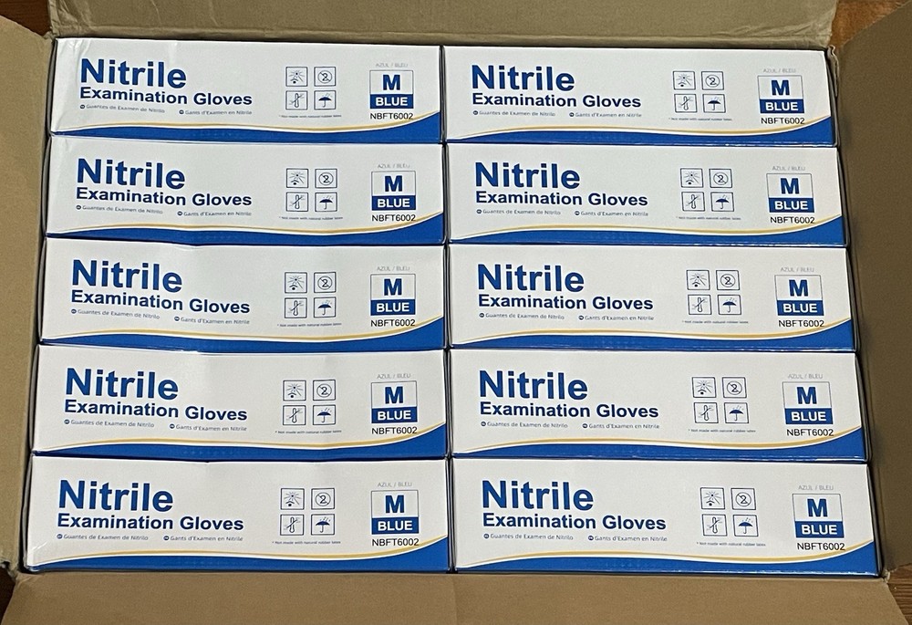 Schneider Nitrile Exam Gloves, Blue, 4 Mil, Powder-Free, Latex-Free Size Medium