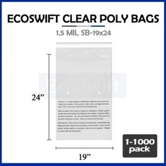 1-1000 19×24 EcoSwift Self Seal Suffocation Warning Clear Poly Bags Free Ship