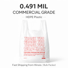 Bags 1/6 Large 21 x 6.5 x 11.5 THANK YOU T-Shirt Plastic Grocery Shopping Bags