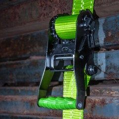 VULCAN High-Viz 2”x15′ Ratchet Straps, Wire J-Hooks, 3300 lbs. SWL, 2 Pack