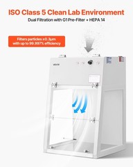 Desktop Laminar Flow Hood, ISO 5 Clean Room, HEPA-14 Filter, 65dB Quiet
