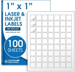 1″ X 1″ Matte White Printable Labels (100 Sheets, 6300 Stickers) Custom Stickers