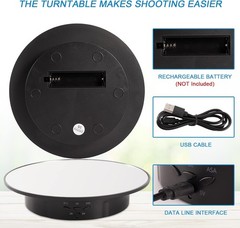 Motorized Display Stand 7.87″ Rotating Platform W/ Mirror Cover USB Charging