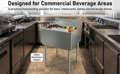 11×14in Stainless Steel Commercial Ice Bin w/Sliding Lid Drainage Ice Chest