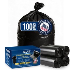 Delxo 30-33 Gallon Trash Bags, 1.2 Mil 1 Count (Pack of 100), Black