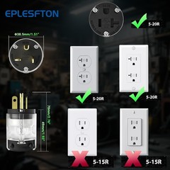 1 Set 20A Female Extension Cord Ends Replacement, Lighted Plug and Black