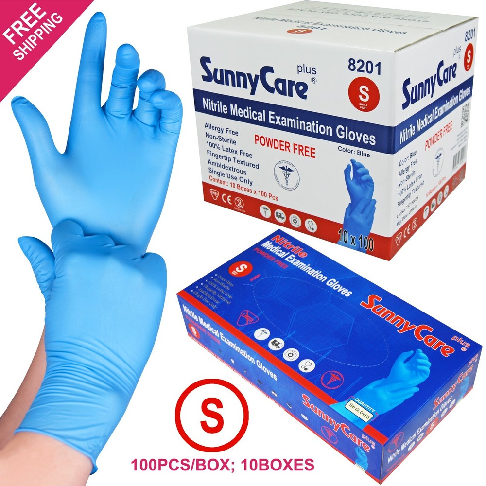 1000 SunnyCare #8201 Nitrile Exam Gloves Chemo-Rated (Powder Free Vinyl Latex) S