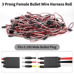 100 Count 3-Prong Triple Female Bullet Plugs 18 Gauge Continuous Wire Harness…