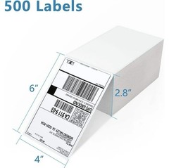 4″ x 6″Direct Thermal Shipping Labels – Pack of 500 Fanfold Labels Permanent Adh