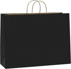 Paper Shopping Bags 250 Black Kraft 16″ x 6 x 12″ Retail Merchandise Handles