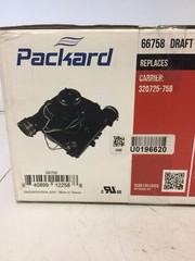 NEW, PACKARD, 66758, DRAFT INDUCER BLOWER, 115V, 1.15A, 3400 RPM, 60HZ. (