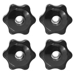 4 Pcs 1/4″-20 Inch Knob Black Nylon Screw-On Type Thru Threaded Knob Nuts 6-Star