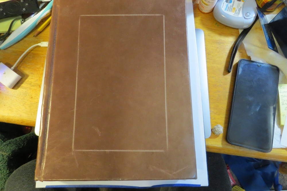 Leather bound sketchbook, notebook, scrapbook, 9 by 12 inches