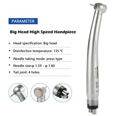 1-5 SKYSEA Dental High Speed Handpiece Big Head Push Button Type 4Hole FG 1.60mm