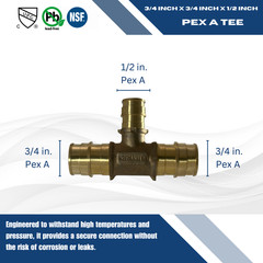 1) 3/4 X 3/4 X 1/2 PEX A TEE, EXPANSION TEE, FOR UPONOR WIRSBO TEE