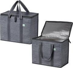 2 Pack Cooler Bag and Insulated Grocery Bags for Food Delivery, Collapsible Cool